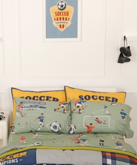 Football Mania Organic Bedsheet Set Super King Flat Sheet